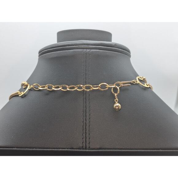 Vtg Yellow Gold Plated Double Snake Chain MOP Glass Tassel 17"-20.5" Necklace - Picture 7 of 8
